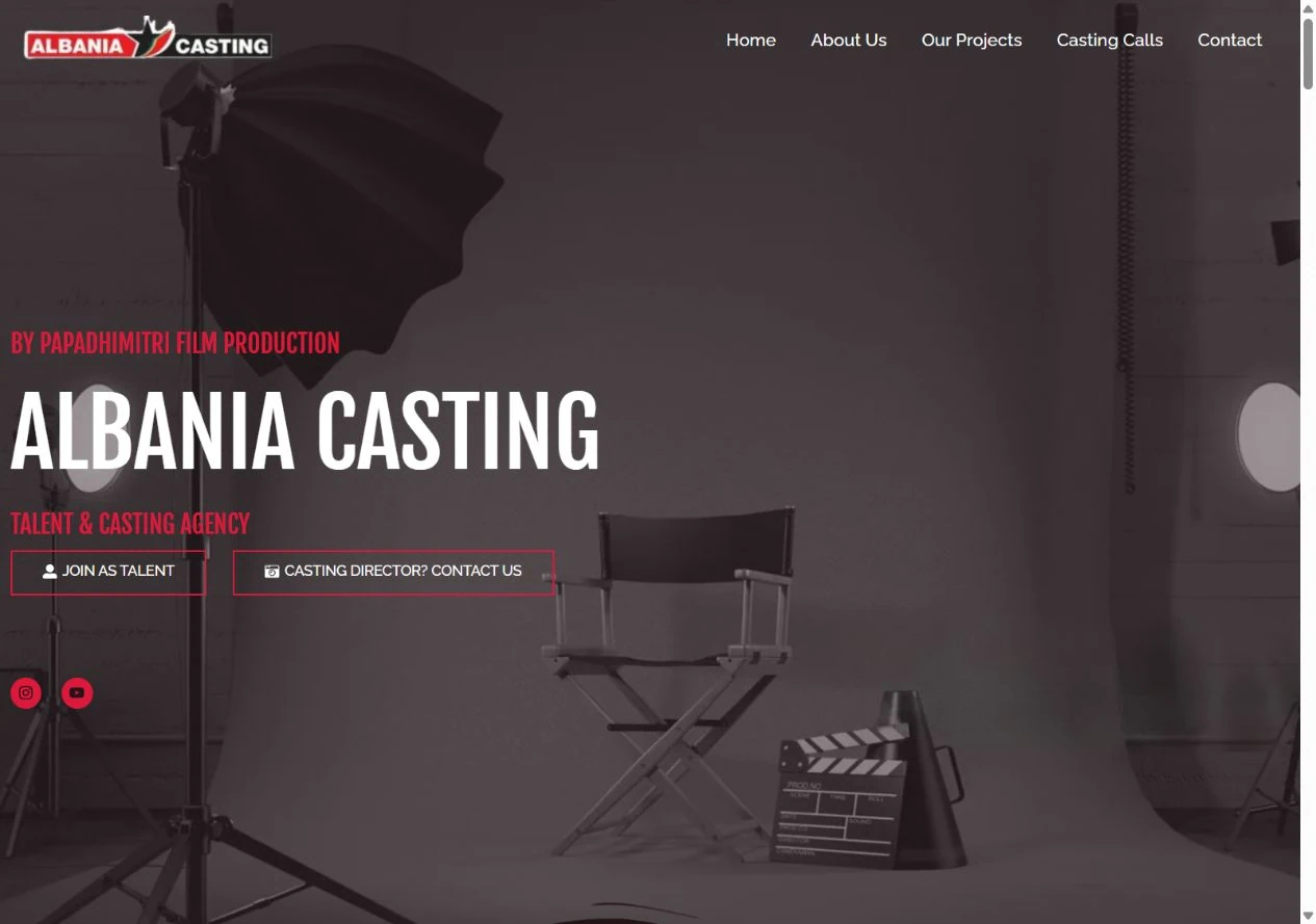 Albania Casting — actual desktop website capture