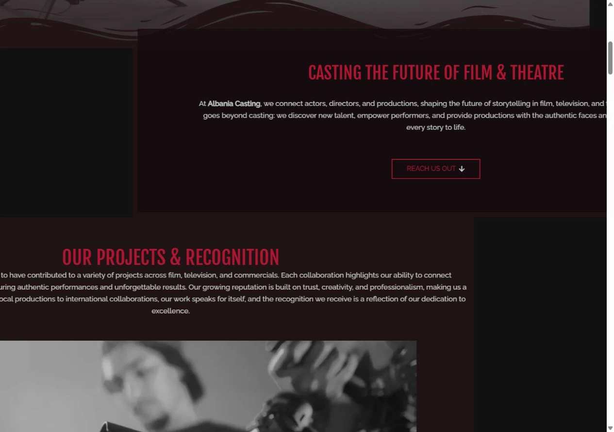 Albania Casting — actual website detail capture