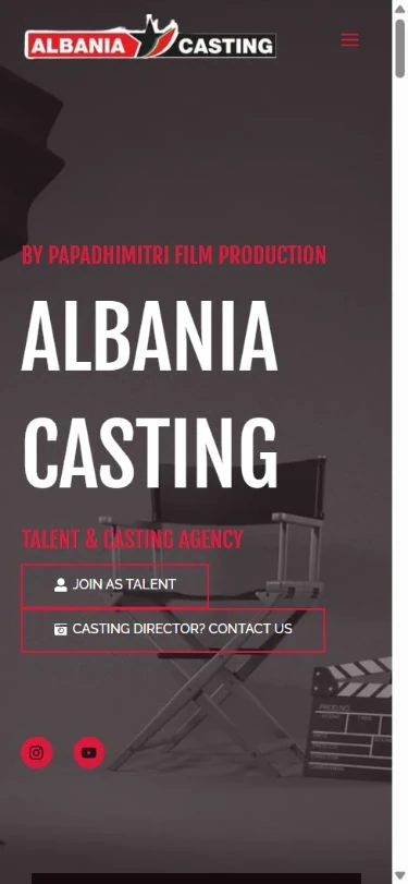 Albania Casting — actual mobile website capture