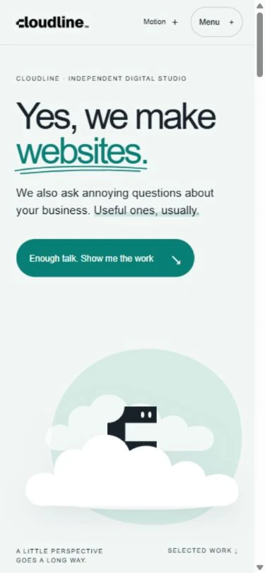 Cloudline Agency — actual mobile website capture