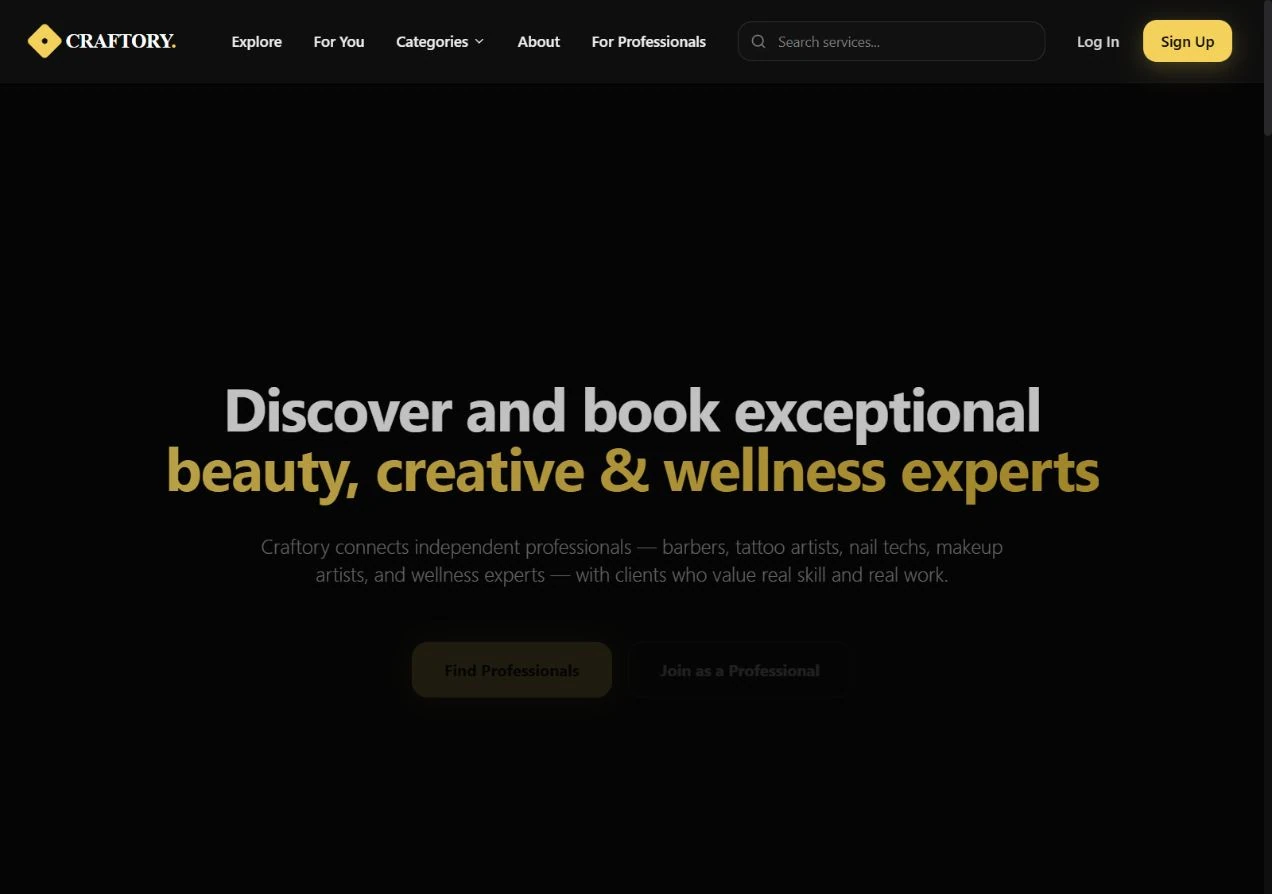Craftory — actual desktop website capture