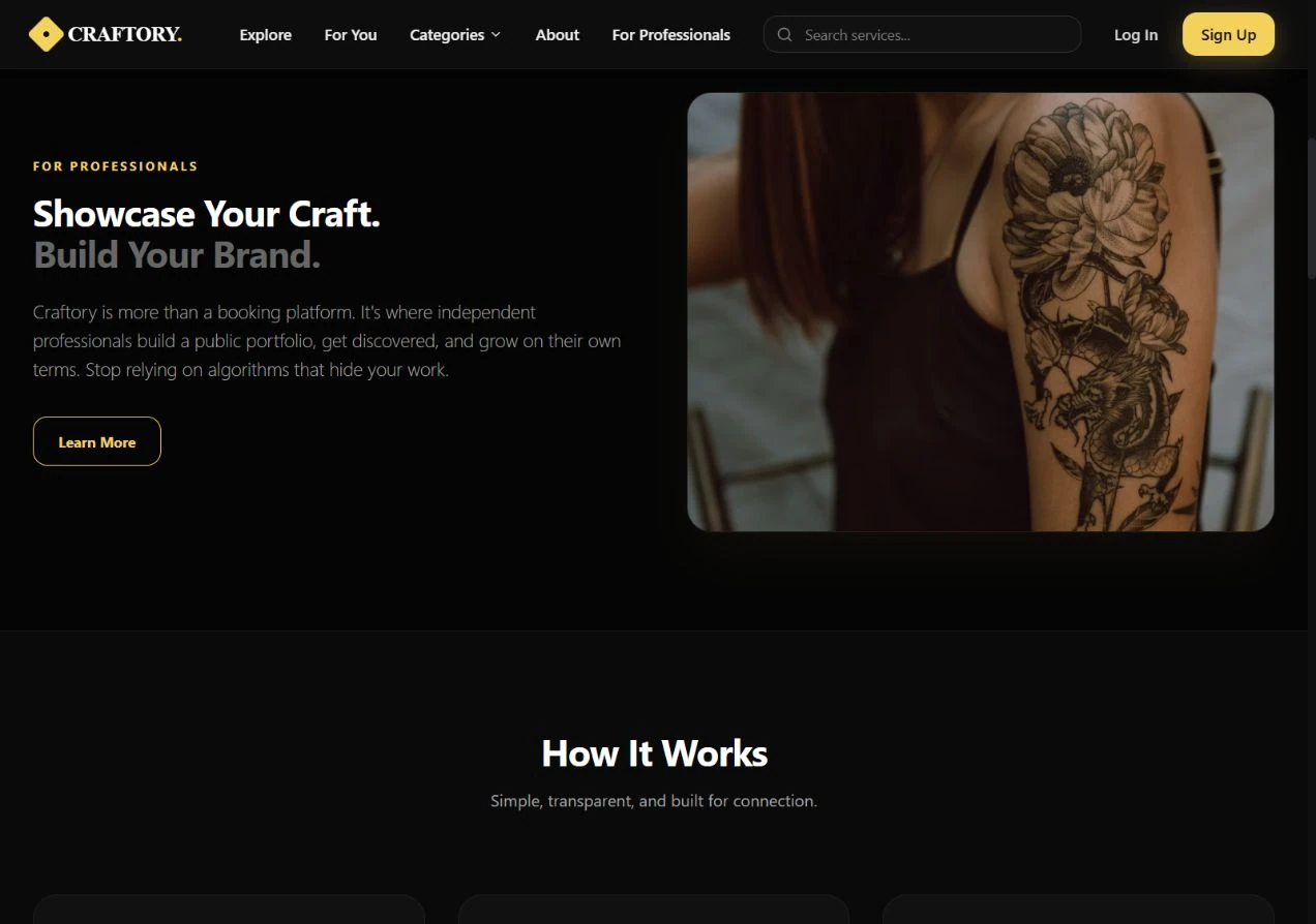 Craftory — actual website detail capture