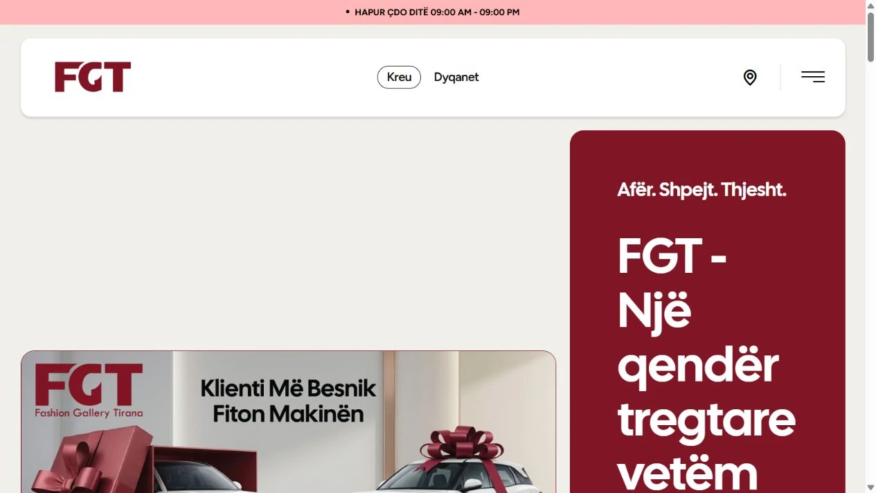 Fashion Gallery Tirana — actual mobile website capture