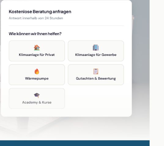Close-up of the actual Klinovia consultation panel and its five service choices