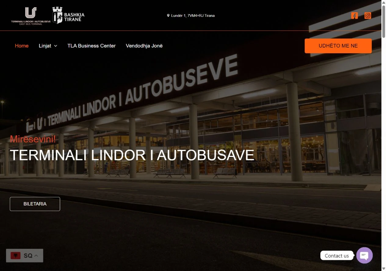 TLA Tirana — actual desktop website capture