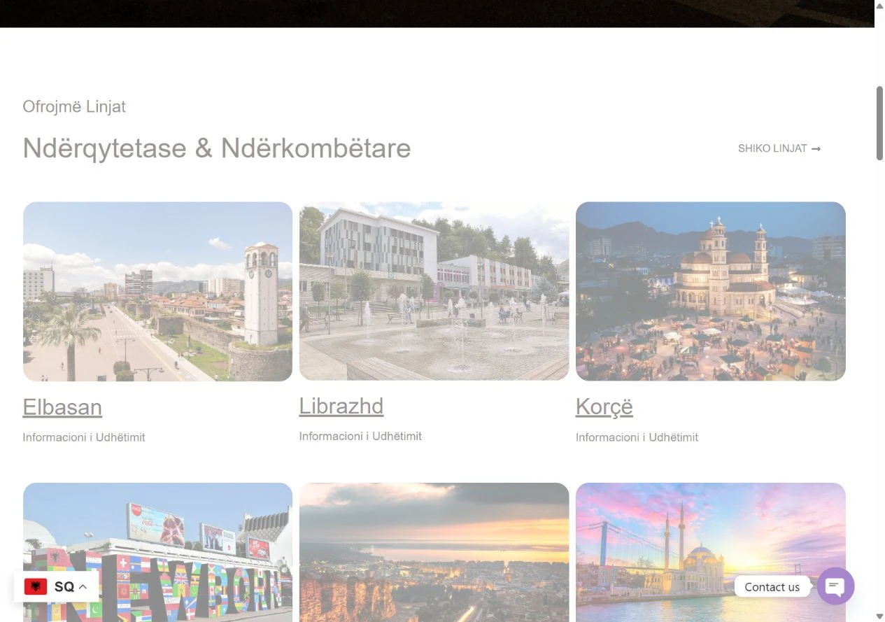 TLA Tirana — actual website detail capture
